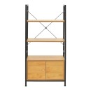 Ραφιέρα επιδαπέδια με ντουλάπι Kuili pakoworld μέταλλο μαύρο-mdf σε oak απόχρωση 60x36x121εκ