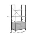 Ραφιέρα επιδαπέδια με ντουλάπι Kuili pakoworld μέταλλο μαύρο-mdf σε oak απόχρωση 60x36x121εκ