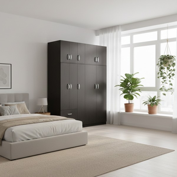 Ντουλάπα πεντάφυλλη με πατάρι Lego I pakoworld wenge 170x42x240εκ