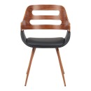 Πολυθρόνα Fern pakoworld PU μαύρο-ξύλο καρυδί απόχρωση 52x59x80εκ