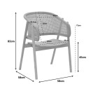 Πολυθρόνα Wenzy pakoworld φυσικό Rattan - μασίφ ξύλο toon 58x58x82εκ