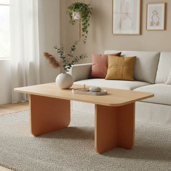 Τραπέζι Bοca pakoworld σε oak-κεραμιδί απόχρωση 100x60x42εκ