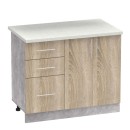 Σύνθεση κουζίνας Festa I pakoworld μελαμίνη σε sonoma απόχρωση και πάγκο σε ανοιχτό γκρι 100x60x85εκ