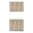 Σύνθεση κουζίνας Festa I pakoworld μελαμίνη σε sonoma απόχρωση και πάγκο σε ανοιχτό γκρι 100x60x85εκ