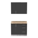 Σύνθεση κουζίνας Festa I pakoworld μελαμίνη σε ανθρακί και πάγκο σε sonoma απόχρωση 100x60x85εκ