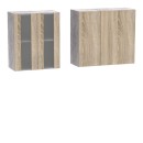 Σύνθεση κουζίνας Festa III pakoworld μελαμίνη σε sonoma απόχρωση και πάγκο σε ανοιχτό γκρι 140x60x85εκ