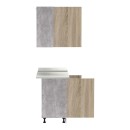 Σύνθεση κουζίνας Festa III pakoworld μελαμίνη σε sonoma απόχρωση και πάγκο σε ανοιχτό γκρι 140x60x85εκ