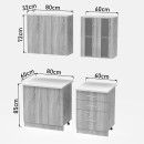 Σύνθεση κουζίνας Festa III pakoworld μελαμίνη σε sonoma απόχρωση και πάγκο σε ανοιχτό γκρι 140x60x85εκ