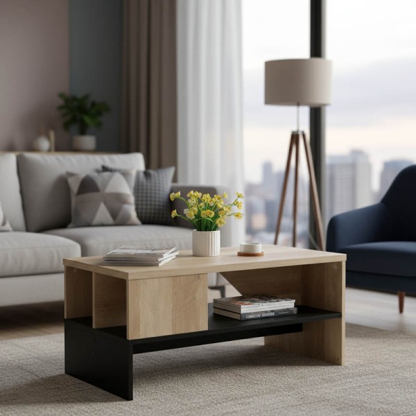 Τραπέζι σαλονιού Naya pakoworld sonoma-ανθρακί 93x46x43εκ