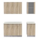 Σύνθεση κουζίνας Festa IV pakoworld μελαμίνη σε sonoma απόχρωση και πάγκο σε ανοιχτό γκρι 160x60x85εκ