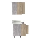 Σύνθεση κουζίνας Festa IV pakoworld μελαμίνη σε sonoma απόχρωση και πάγκο σε ανοιχτό γκρι 160x60x85εκ