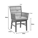 Πολυθρόνα Inca pakoworld teak ξύλο και συνθετικό σχοινί σε φυσική-μαύρη απόχρωση με μαξιλάρι 60x61x90εκ