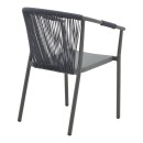 Πολυθρόνα στοιβαζόμενη Convince pakoworld γκρι αλουμίνιο-pe rattan ανθρακί-textilene σε γκρι απόχρωση 56x63x82εκ