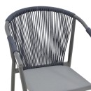 Πολυθρόνα στοιβαζόμενη Convince pakoworld γκρι αλουμίνιο-pe rattan ανθρακί-textilene σε γκρι απόχρωση 56x63x82εκ