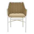 Πολυθρόνα Ortegia pakoworld αλουμίνιο με λευκό σκελετό- χακί σχοινί 57x62x82εκ