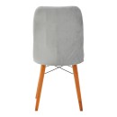 Καρέκλα Vespera I pakoworld βελούδο γκρι-καρυδί πόδι | Συσκευασία 4 τμχ
