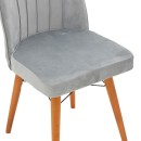 Καρέκλα Vespera I pakoworld βελούδο γκρι-καρυδί πόδι | Συσκευασία 4 τμχ