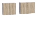 Σύνθεση κουζίνας Festa V pakoworld μελαμίνη σε sonoma απόχρωση και πάγκο σε ανοιχτό γκρι 180x60x85εκ