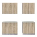 Σύνθεση κουζίνας Festa V pakoworld μελαμίνη σε sonoma απόχρωση και πάγκο σε ανοιχτό γκρι 180x60x85εκ