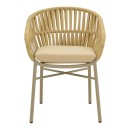 Πολυθρόνα Frama pakoworld αλουμίνιο-pe σχοινί σε καφε απόχρωση και μαξιλάρι 57x60x78εκ