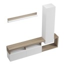 Σύνθετο σαλονιού Leganto pakoworld σε sonoma με λευκή απόχρωση 220.5x35x197.5εκ