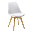 Τραπεζαρία Elijah-Gaston pakoworld σετ 3τεμ pp-pu σε λευκή απόχρωση με φυσικό πόδι Φ60x74εκ