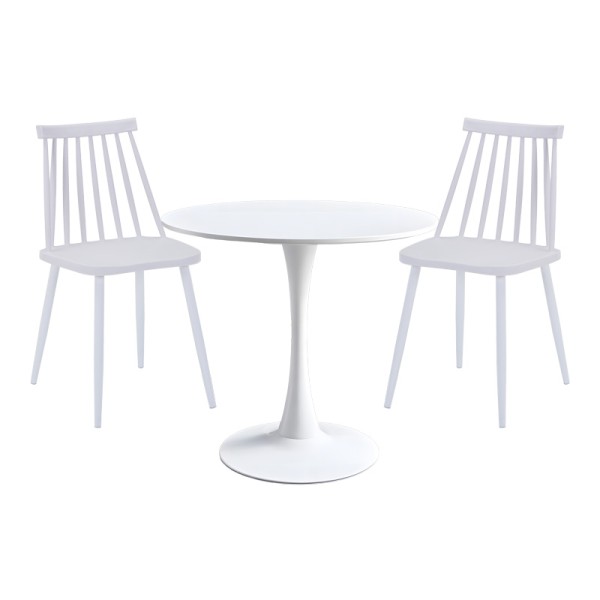 Τραπεζαρία Elijah-Aurora I pakoworld σετ 3τεμ pp σε λευκή απόχρωση Φ60x74εκ