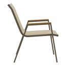 Πολυθρόνα Azelie pakoworld στοιβαζόμενη σαμπανιζέ αλουμίνιο και textilene σε ανοιχτή γκρι απόχρωση 56x75x88εκ