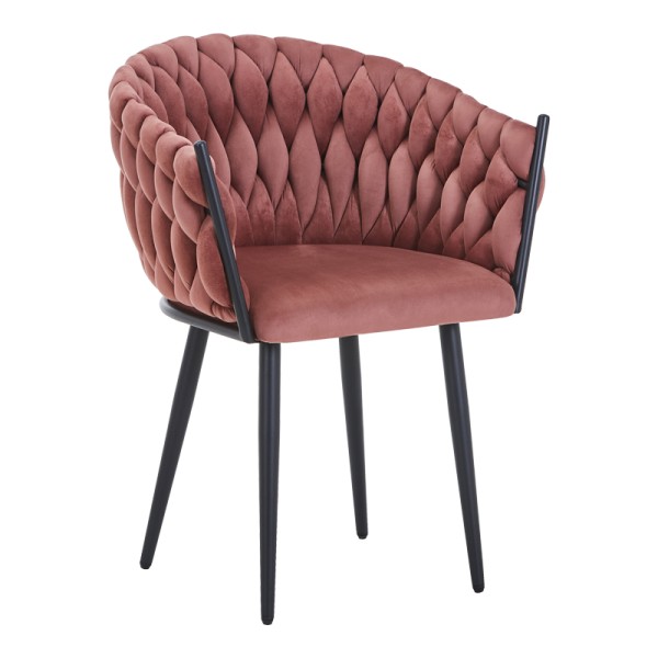 Πολυθρόνα Vivian pakoworld σάπιο μήλο βελούδο-πόδι μαύρο μέταλλο 61x55x80εκ | Συσκευασία 2 τμχ