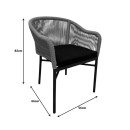 Πολυθρόνα αλουμινίου Legana pakoworld ανθρακί σκελετός- rattan 56x66x82εκ