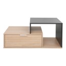 Τραπέζι σαλονιού Vople pakoworld σε φυσική με ανθρακί απόχρωση 90x50x40εκ