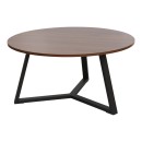 Τραπέζι σαλονιού Berton pakoworld σε καρυδί απόχρωση με μαύρο μέταλλο Φ80x40εκ