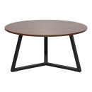 Τραπέζι σαλονιού Berton pakoworld σε καρυδί απόχρωση με μαύρο μέταλλο Φ80x40εκ