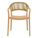 Πολυθρόνα Ankara pakoworld στοιβαζόμενη pp cappuccino απόχρωση με μπεζ rattan 57x48x80εκ