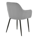 Πολυθρόνα Noor pakoworld γκρι βελούδο με πόδι μετάλλου σε μαύρη απόχρωση 58x58x86εκ | Συσκευασία 2 τμχ