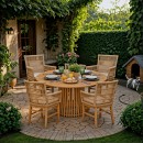 Τραπεζαρία Inca-Kenda I pakoworld σετ 5τεμ σε φυσική-μπεζ απόχρωση Φ120x75εκ