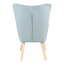 Πολυθρόνα με υποπόδιο Melisia pakoworld βεραμάν ύφασμα και ξύλινο πόδι σε φυσική απόχρωση 59x67x94εκ