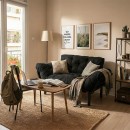 Καναπές κρεβάτι PWF-0018 pakoworld 2θέσιος με ύφασμα χρώμα μαύρο 155x73x85cm