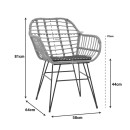 Πολυθρόνα Naoki pakoworld rattan σε φυσική απόχρωση με μαύρο μαξιλάρι και μεταλλικό μαύρο πόδι 58x64x81εκ