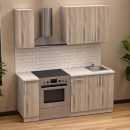 Σύνθεση κουζίνας Festa II pakoworld μελαμίνη σε sonoma απόχρωση και πάγκο σε ανοιχτό γκρι 120x60x85εκ