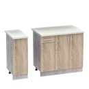 Σύνθεση κουζίνας Festa II pakoworld μελαμίνη σε sonoma απόχρωση και πάγκο σε ανοιχτό γκρι 120x60x85εκ