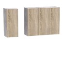 Σύνθεση κουζίνας Festa II pakoworld μελαμίνη σε sonoma απόχρωση και πάγκο σε ανοιχτό γκρι 120x60x85εκ