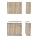 Σύνθεση κουζίνας Festa II pakoworld μελαμίνη σε sonoma απόχρωση και πάγκο σε ανοιχτό γκρι 120x60x85εκ