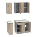 Σύνθεση κουζίνας Festa II pakoworld μελαμίνη σε sonoma απόχρωση και πάγκο σε ανοιχτό γκρι 120x60x85εκ