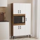 Ντουλάπα κουζίνας Defne pakoworld χρώμα λευκό-καρυδί 89x37.5x160εκ