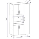 Ντουλάπα κουζίνας Defne pakoworld χρώμα λευκό-καρυδί 89x37.5x160εκ