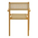 Πολυθρόνα Lengan pakoworld σκελετός teak ξύλο σε φυσική απόχρωση-μπεζ σχοινί 54x52x80εκ