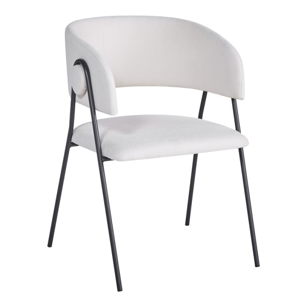 Πολυθρόνα Rachele I pakoworld μπεζ ύφασμα-πόδι μαύρο μέταλλο 52x65x79εκ | Συσκευασία 4 τμχ