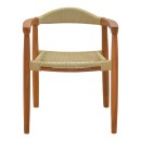 Πολυθρόνα Ganny pakoworld teak ξύλο και pe σχοινί σε φυσική απόχρωση 61x58x71εκ