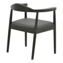 Πολυθρόνα Joube pakoworld rubberwood σε μαύρη απόχρωση με μαύρο pu μαξιλάρι 59x48x73εκ | Συσκευασία 2 τμχ